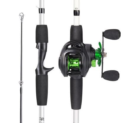 Sougayilang Fishing Rod Reel Combo 1.8m 4-Sections Carbon Fiber Rod and 7.2:1 Speed Gear Ratio Max Drag 8kg for Bass, Pike