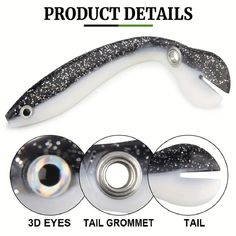 5-Piece Bionic Soft Bait with Sliding Mechanism - Realistic 10cm / 3.9inch -Bass, Carp, Pike and other Species