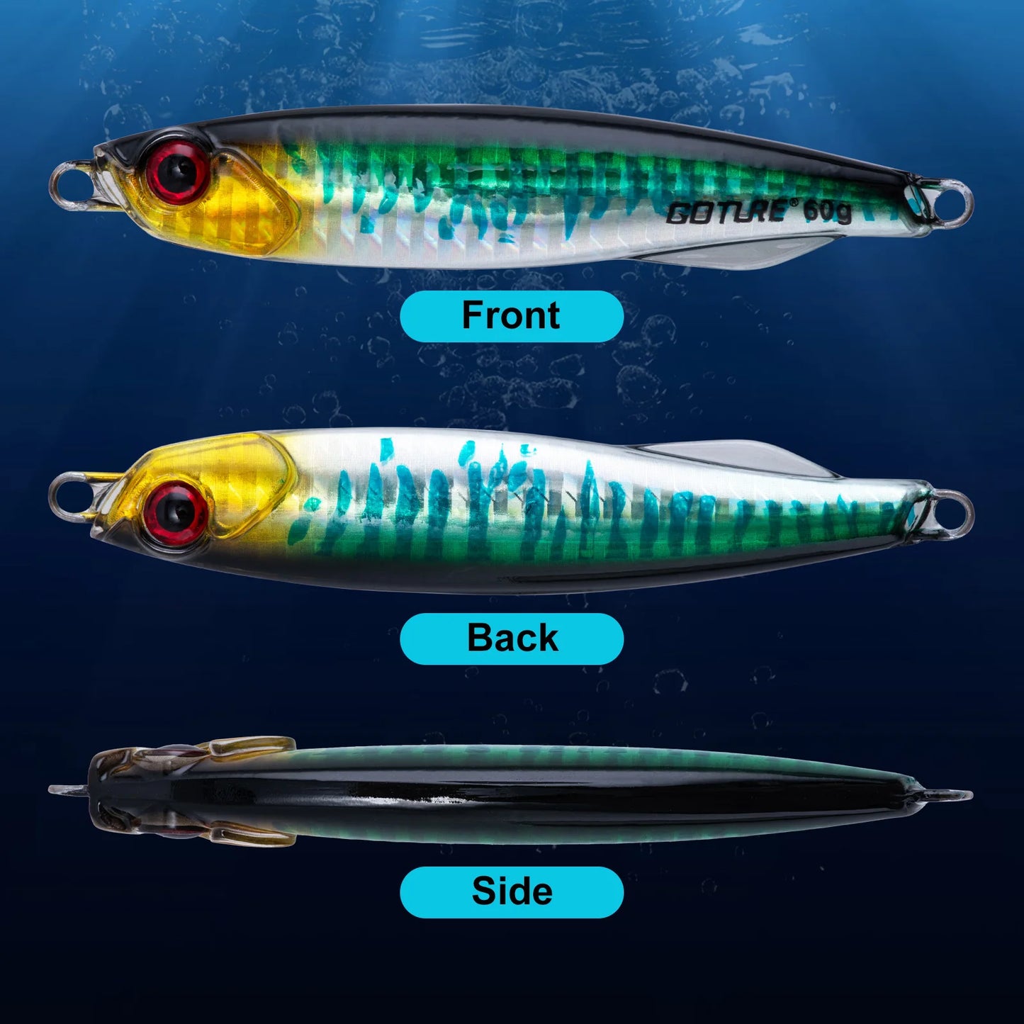 Goture Fishing Lure, Metal  Jig ,with  Single Head-Hook & Bright Body