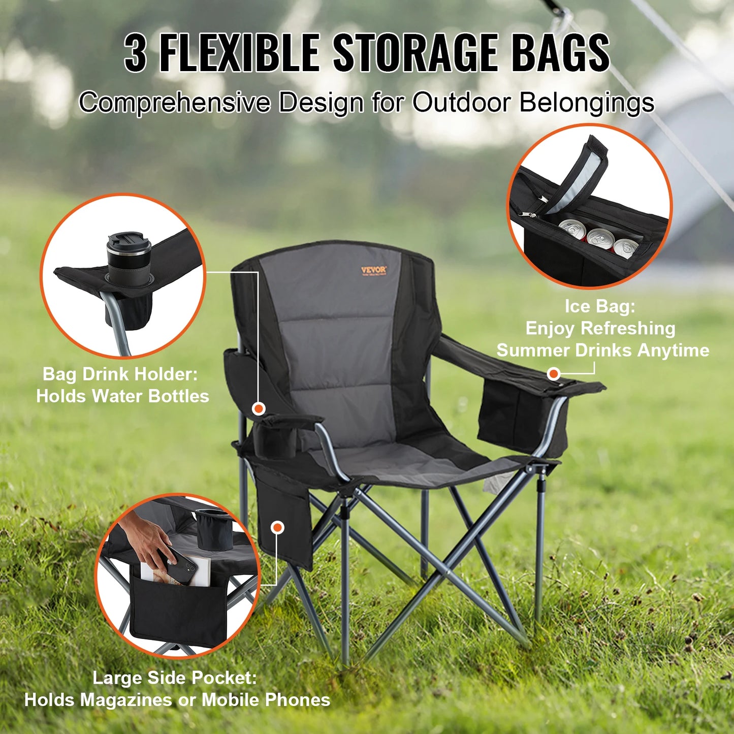 SucceBuy Outdoor Camping Chair, 350lbs High Load- Ultralight Folding Chair- Portable Beach, Hiking, Picnic, Travel Seat, Fishing Tool