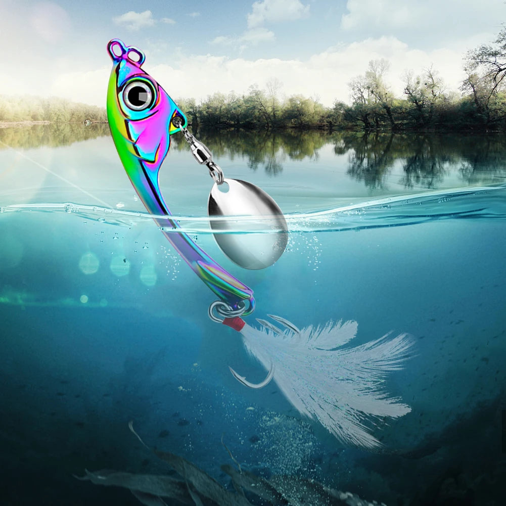 Spinner Bait Metal Vib Fishing Lure- Trolling Wobbler- Sinking Hard Bait for Bass, Trout, Walleye- Freshwater and Saltwater