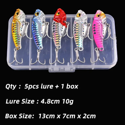 Aorace 5pcs/box Metal VIB 3/7/10/15/20g Fishing Lure, Vibration Spoon, BLADE-BAITS/ VIB Tackle