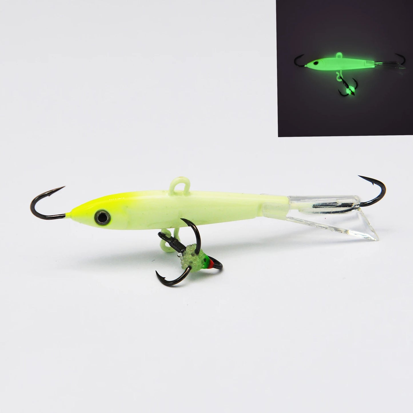 Ice Fishing Lures with Glide Tail Wings , Jigs for Bass, Perch, Walleye, Pike, Bluegill- Vertical Jigs