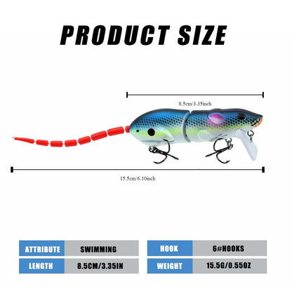 15.5CM Mouse Lure- Artificial Plastic Rat Fishing Lure,  for Pike Bass - Floating