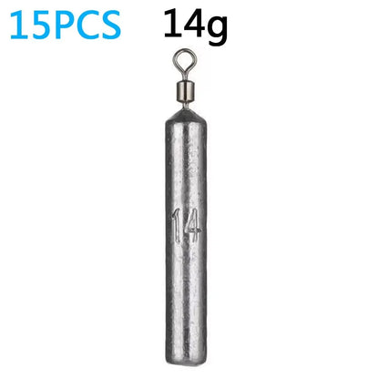 Fishing Weight 15PCS/Lot Sinker Mold 3.5g 5g 7g 10g 14g 20g Tube Bullet