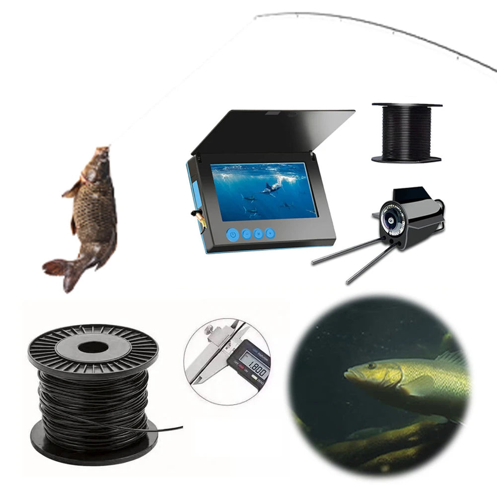 4.3/5 Inch HD Underwater Fishing Camera 12pcs Infrared Lights Ice Fishing Camera with 220° Wide View for Ice-Fishing