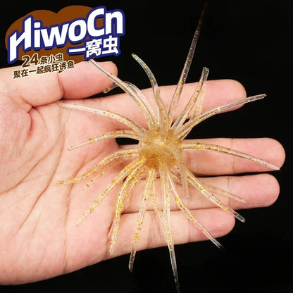 -HOT NEW TECHNIQUE for BASS- Texas Rig or Jighead, Fish This Floating Soft Bait Like any other Plastic for BASS
 2.7g 8.2g 24 Tentacled Urchin Nest- Soft Plastic Bait Ball for BIG BASS, Perch, Mandarin Fish, Snakefish, Catfis