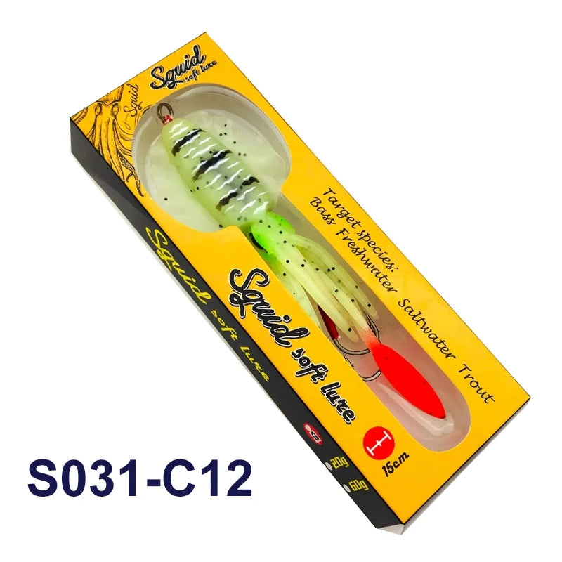 TEASER S031 60g 120g 150g 1Pcs Silicone-Sea Bionics/Swimming, Luminous Soft Squid Jigs