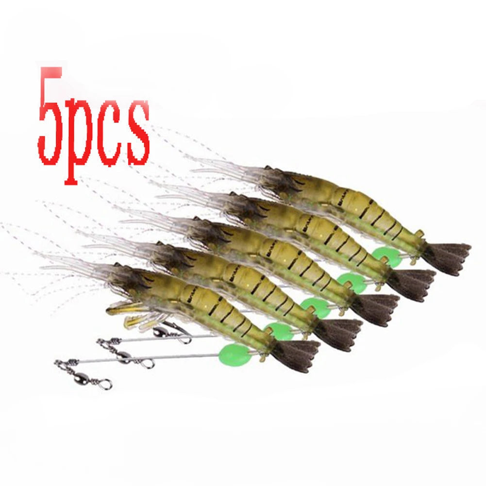 5pcs Soft  Shrimp Simulation,  Prawn Lure, pre-rigged