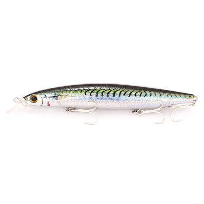 B&U Long Casting Floating Minnow- 3D Lifelike Hard Bait with Treble Hooks, Saltwater/Freshwater for Bass, Sea Bass, Pike, Walleye, Salmon/Trout and All PREDATORS