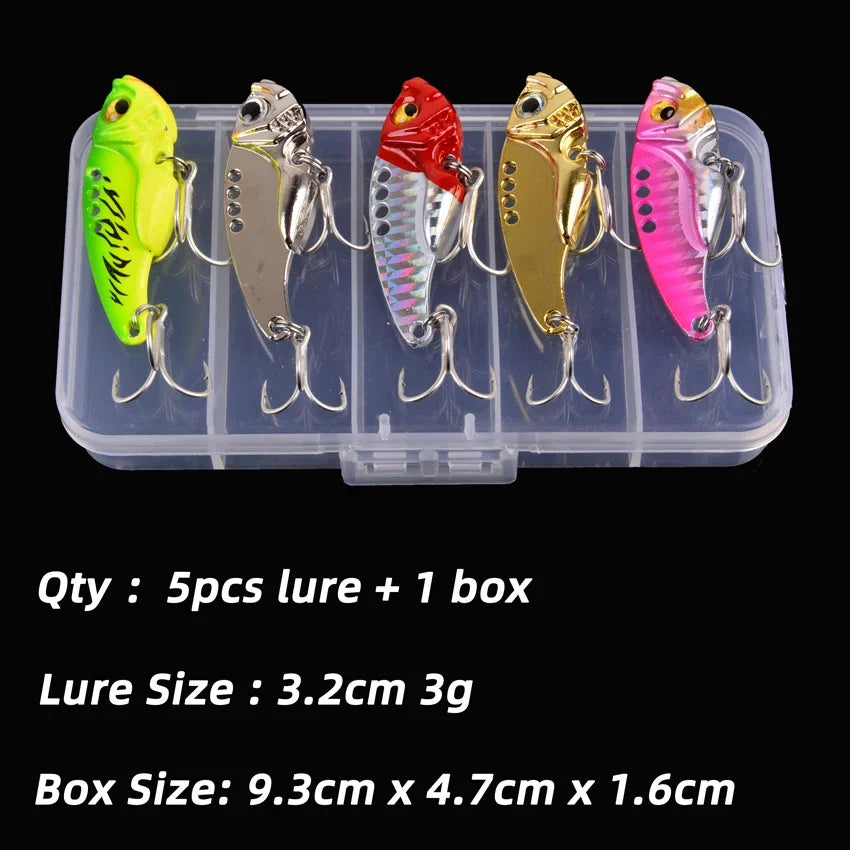 Aorace 5pcs/box Metal VIB 3/7/10/15/20g Fishing Lure, Vibration Spoon, BLADE-BAITS/ VIB Tackle