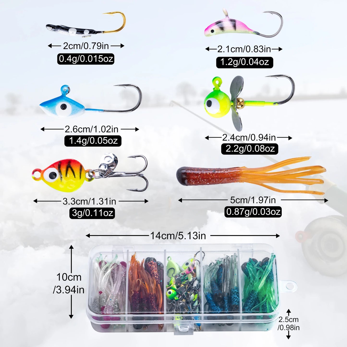 Goture 40pcs/set Ice Fishing Spoon Set, Bionic Metal Jigs, Hard Baits, Spinner Jigs, Saltwater/ Freshwater Fishing Tackle