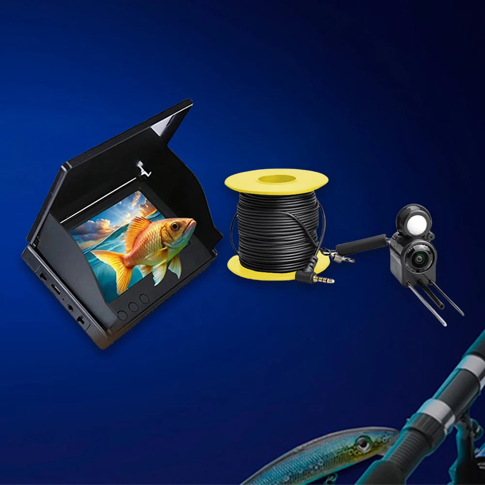 Underwater Fishing Camera 4.3 Inch IPS Monitor Ice Fishing Fish Finder 220°, Night Vision, Waterproof 15/20/30m Cable