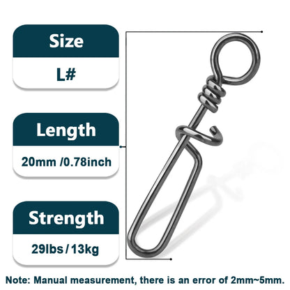 Fishing Snap 50~200Pcs Coastlock Snap Stainless Steel Quick Change Lure Fishing Clip Snap for  Lures
