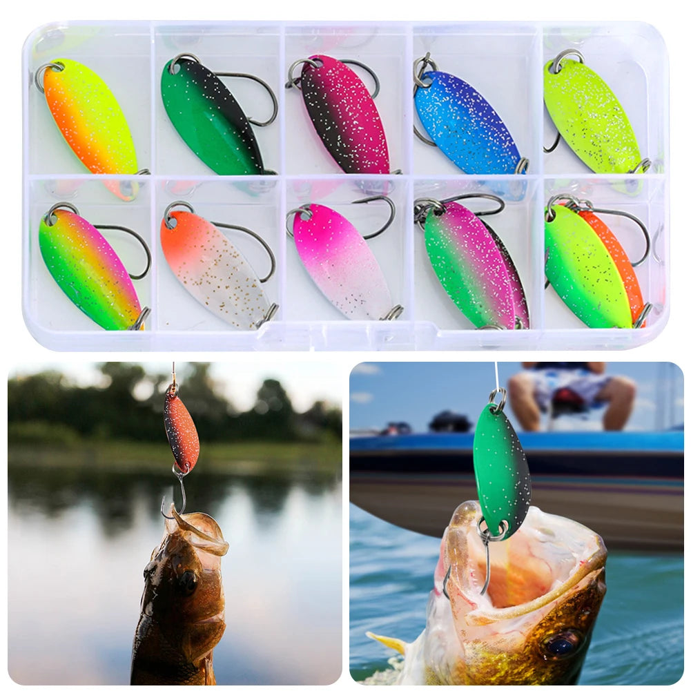 12Pcs Realistic Trout Bait with Single Hook- Artificial Trout Spoon