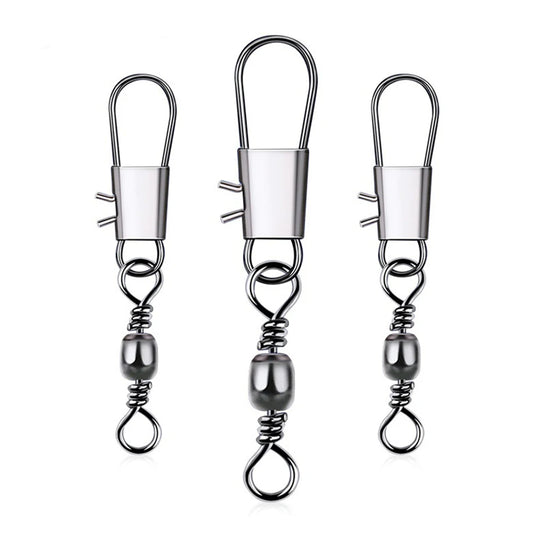 200pcs Bearing Swivel with Interlock Snap, for Connecting Fishing Line and Lures