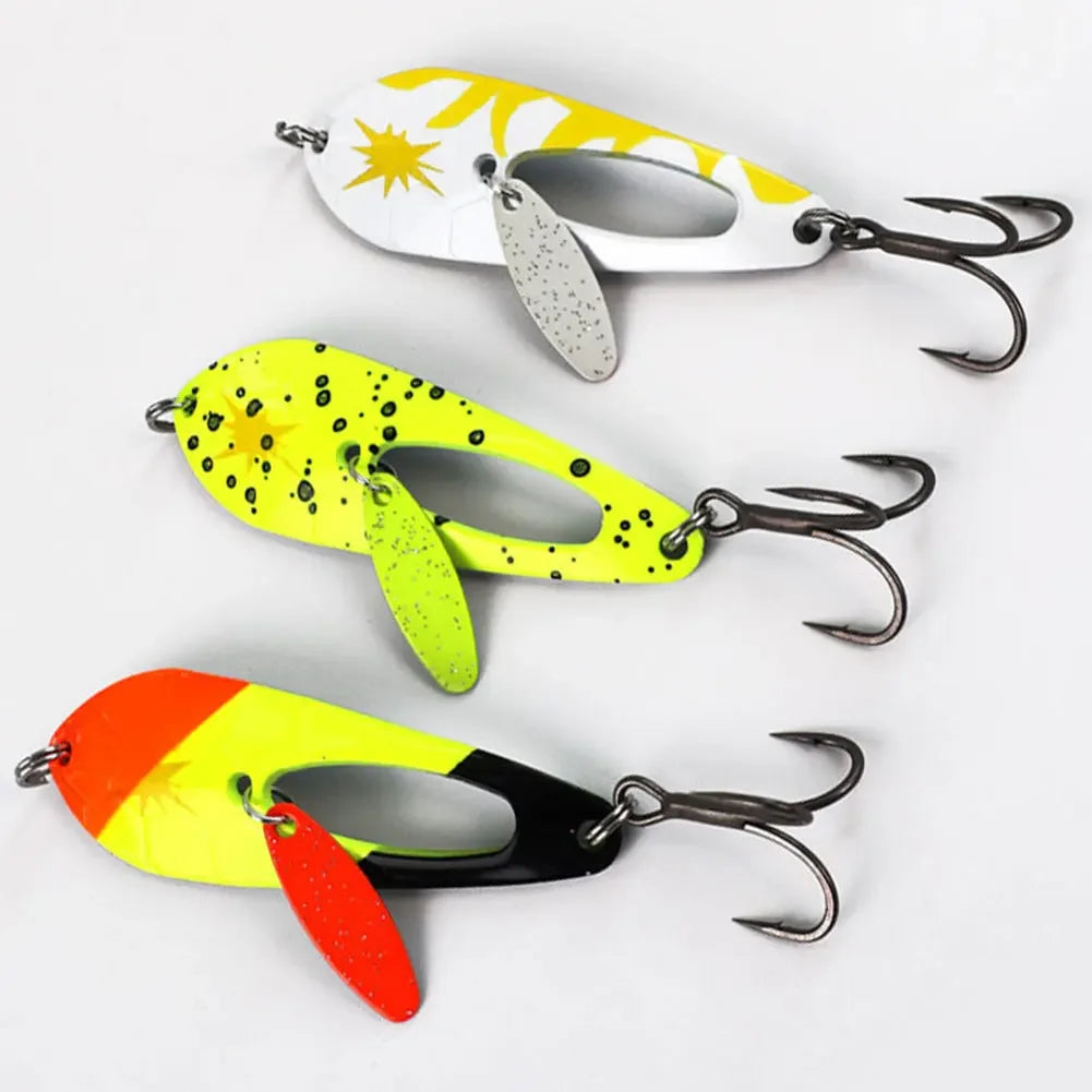 5Pcs Metal Spoon Fishing Lures with Treble Hooks  for Bass Pike Fishing