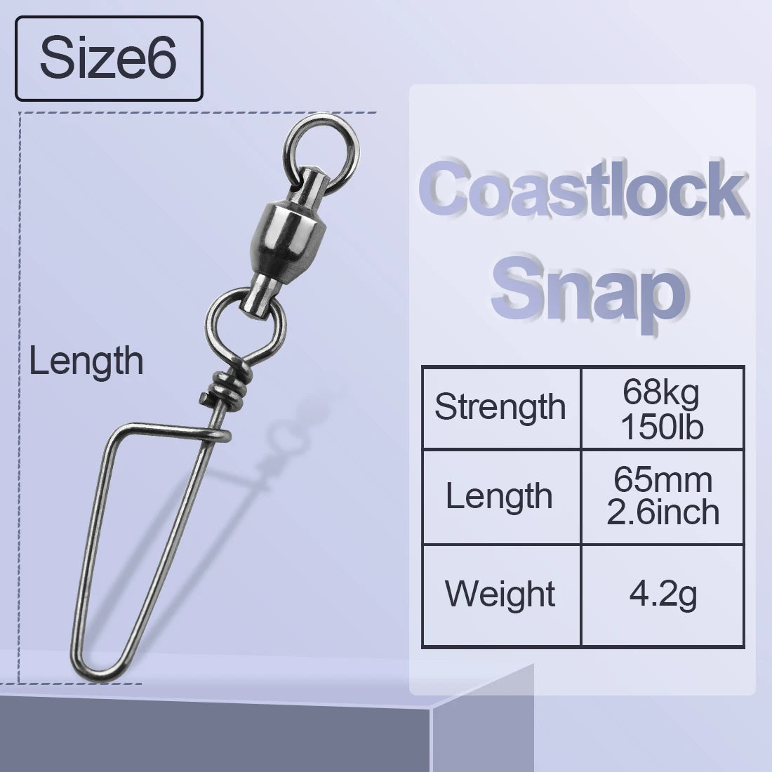 FishTrip Fishing Snap Swivels, Ball Bearing Swivels with Stainless Steel Coastlock Snap- Corrosion Resistant Black Nickel Coating