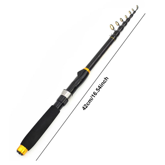 Carbon Fiber Spinning Rod Telescopic Travel Fishing Pole, Travel Rod