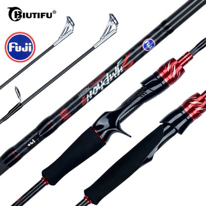 BIUTIFU Carbon Fishing Rod for Travelers - Fuji Lure  Casting Rod 1.8-3.0m 5-42g , Baitcasting