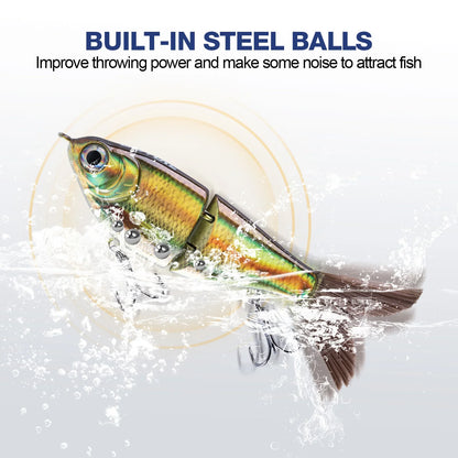Goture MultiJointed Swimbait- 7.5g, 4pcs/set, Lifelike 3D Eyes- Hard, Mult-Jointed Swimbait