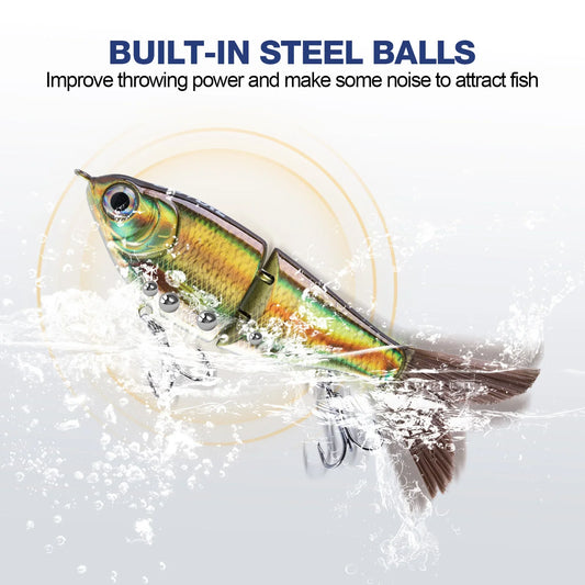 Goture MultiJointed Swimbait- 7.5g, 4pcs/set, Lifelike 3D Eyes- Hard, Mult-Jointed Swimbait