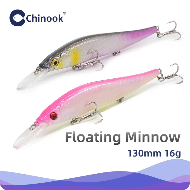 Chinook 130mm16g Minnow Jerkbait, Depth 2-3m Suspending Fishing Lure ,aka: Vision110