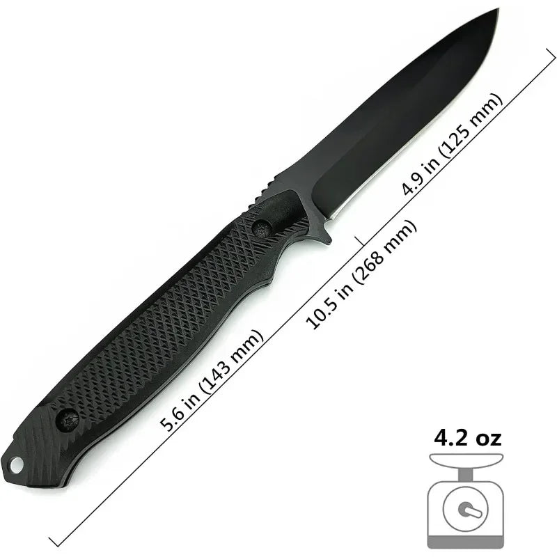 10.5° Fixed Blade Knife with Sheath, 4.9°5Cr13MoV Steel Blade and ABS Handle, EDC Camping Knife for Outdoor Hunting- Straight Blade
