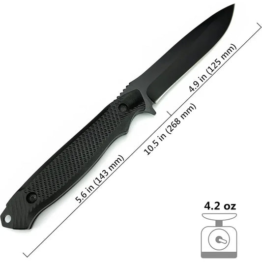 10.5° Fixed Blade Knife with Sheath, 4.9°5Cr13MoV Steel Blade and ABS Handle, EDC Camping Knife for Outdoor Hunting- Straight Blade
