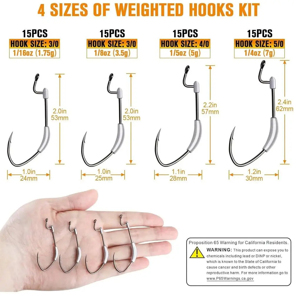 Dovesun 15PCS Weighted Swimbait Hooks EWG Hooks for Bass Fishing