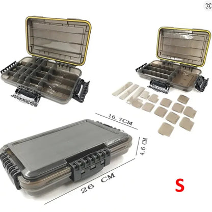 JSFUN Waterproof Floating Tackle Box S/M/L with Adjustable Dividers/Transparent Brown Anti-UV Lid