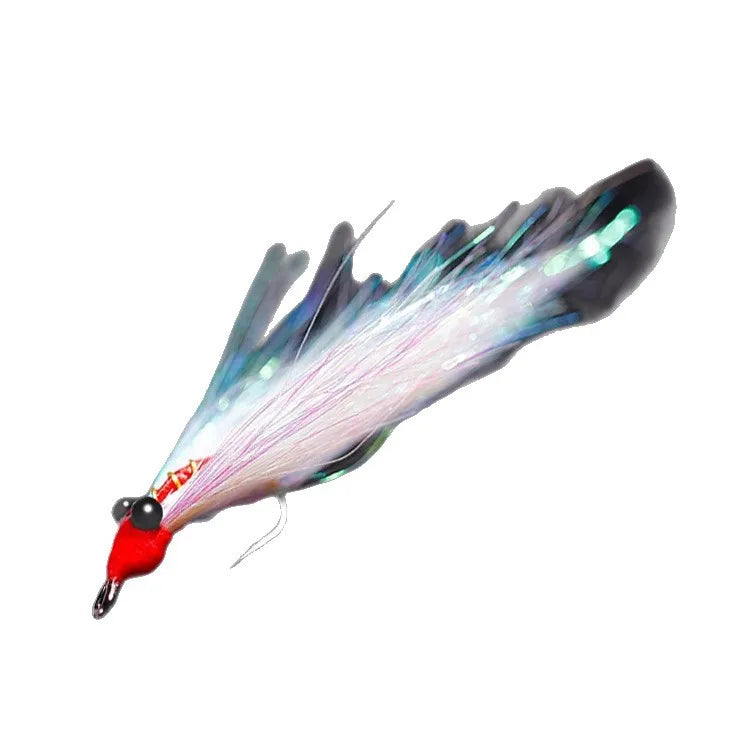 5Pcs Feather Hooks Green Bill Charlie Ice Silk Shrimp Fly for Freshwater Saltwater 5 Boxes