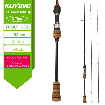 KUYING TETON L Light 1.98m 6'6" Carbon Fishing Rod Spinning Casting FUJI Reel Seat Ring 2-10g 3-8lb Medium Fast