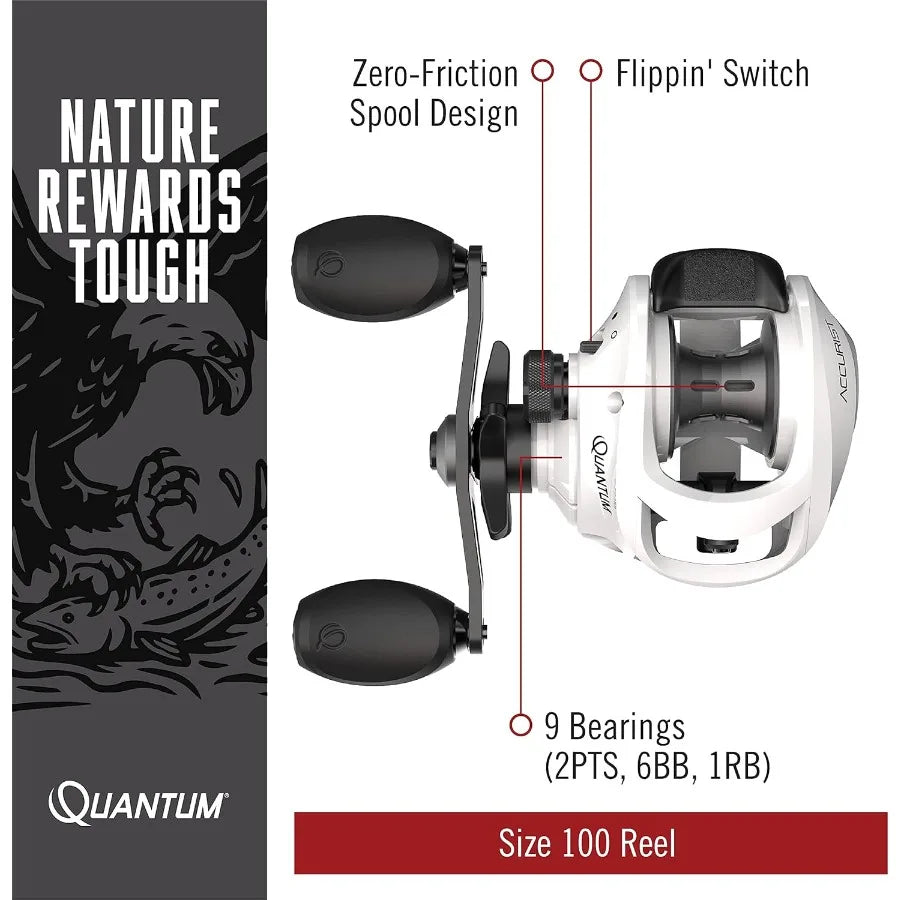 Accurist Baitcast Fishing Reel Size 100, with Oversized NonSlip Handle, and Continuous AntiReverse Clutch, HeavyDuty