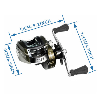 Premium Circular Grip Green Waterdrop Fishing Reel - Ergonomic Design, Smooth Casting, Durable Construction