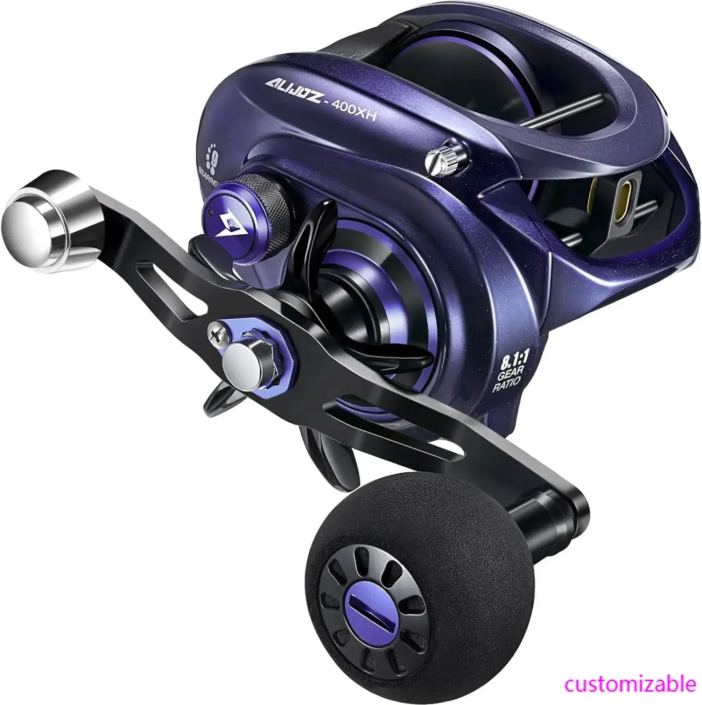 Alijoz 400 Baitcaster Fishing Reel, 38Lbs Max Drag Aluminum Alloy Frame Baitcasting Reel, Available in 6.6:1/8.1:1 Gear Ratio