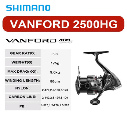 NEW SHIMANO VANFORD Spinning Reel 2500/3000 Series- MGL Rotor Body LONG STROKE Spool- Freshwater/ Saltwater