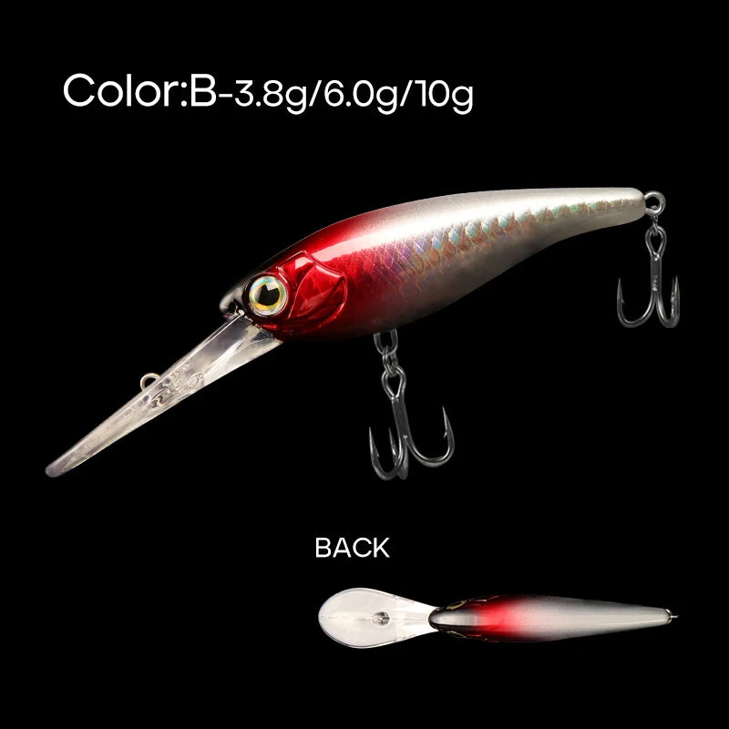LETOYO Suspending Minnow 3.8g 6g 10g 0-4m  Deep Diving- BASS, PIKE, TROUT, WALLEYE