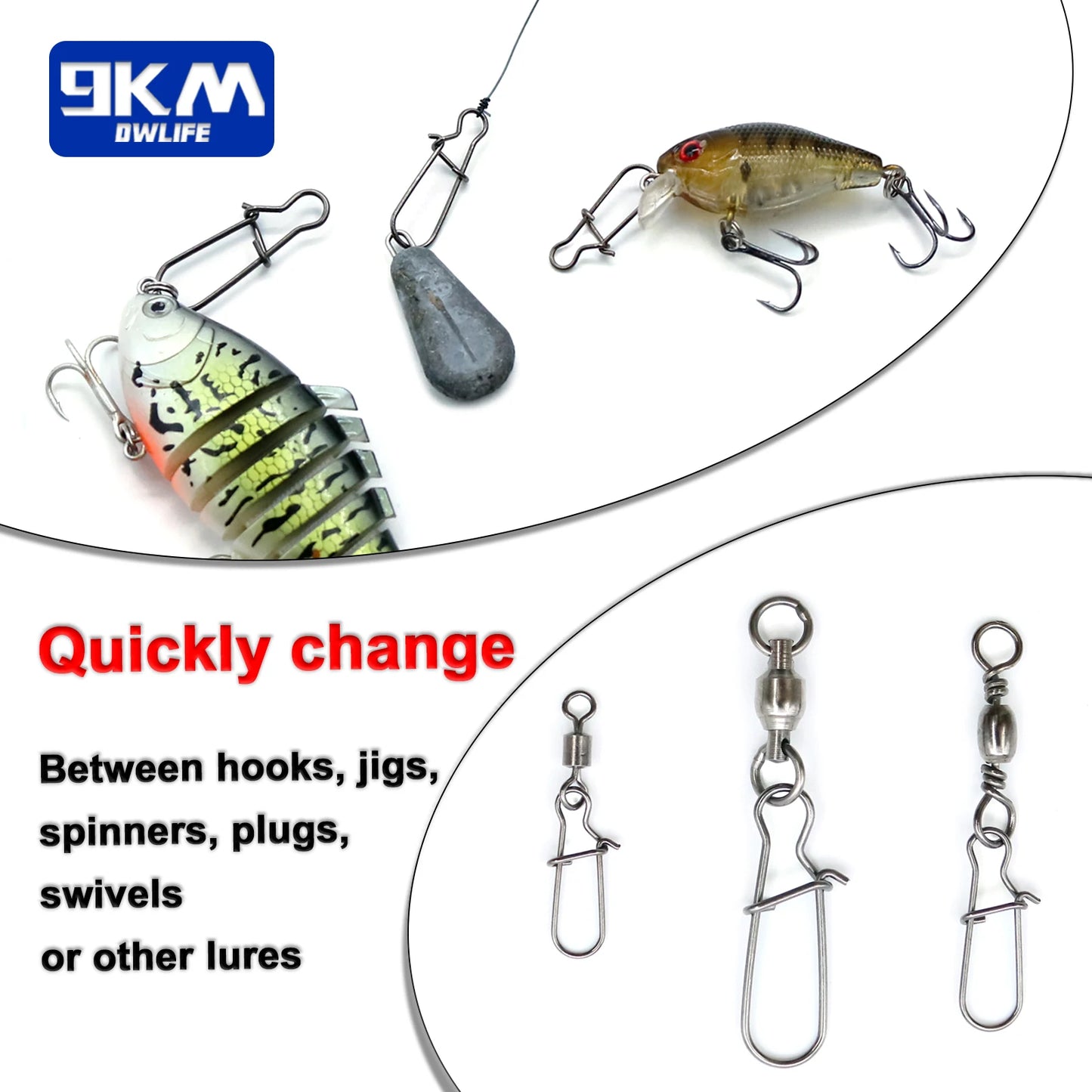 Fishing Snaps- Fast Lock Clips- Stainless Steel Fishing Connector- Duo lock Clips