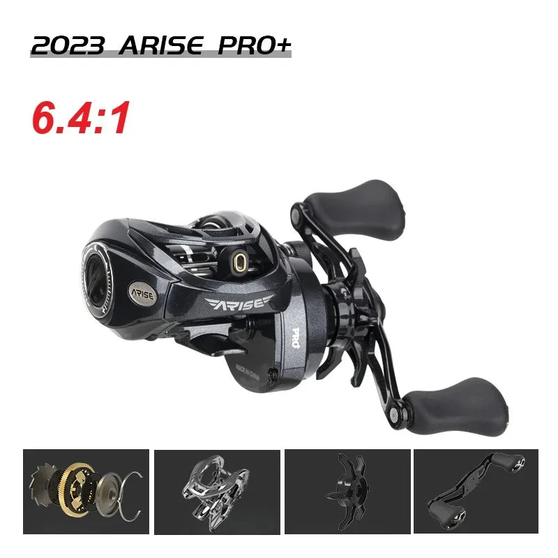 Haibo 23 ARISE PRO/PRO+ Baitcasting Fishing Reel 11B+1RB 6.4:1-8.1:1 Freshwater and Sea, Long Casting- Snakehead