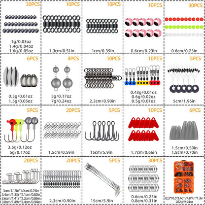 257pcs Fishing Accessories Kit, Complete  Set with Hooks, Perfect for Sea & Shore , Bass Fishing, Professional Fishing Tackle
