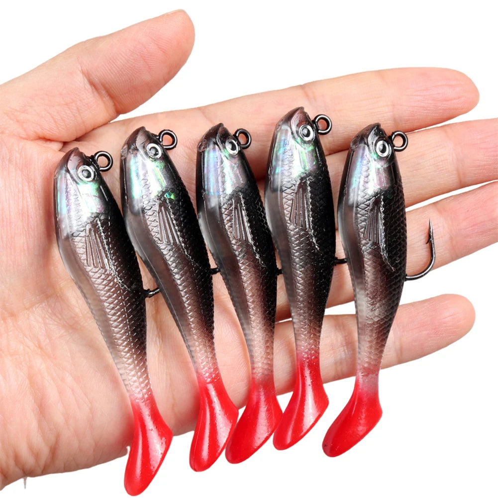 5pcs/lot Fishing Lures 80mm 9.5g Soft Lure Wobblers, Swimbait for Sea Bass, Carp, Pike Fishing