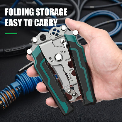 Multifunctional Foldable Wire Stripper, High-Hardness Cutting Edges, Crimper Cable, Cutter Plier