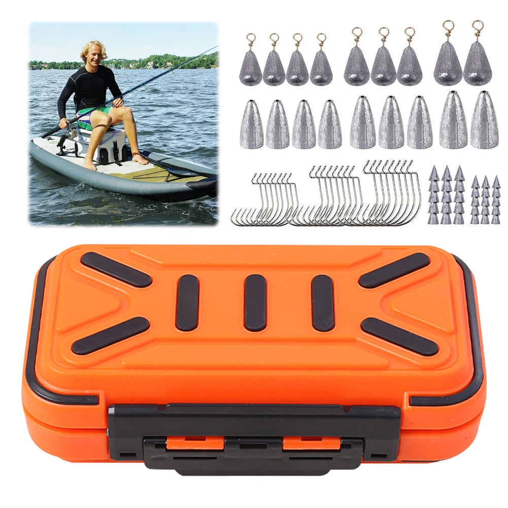 238pcs Fishing  Accessories Kit,  with Hooks, Sinkers, Swivels