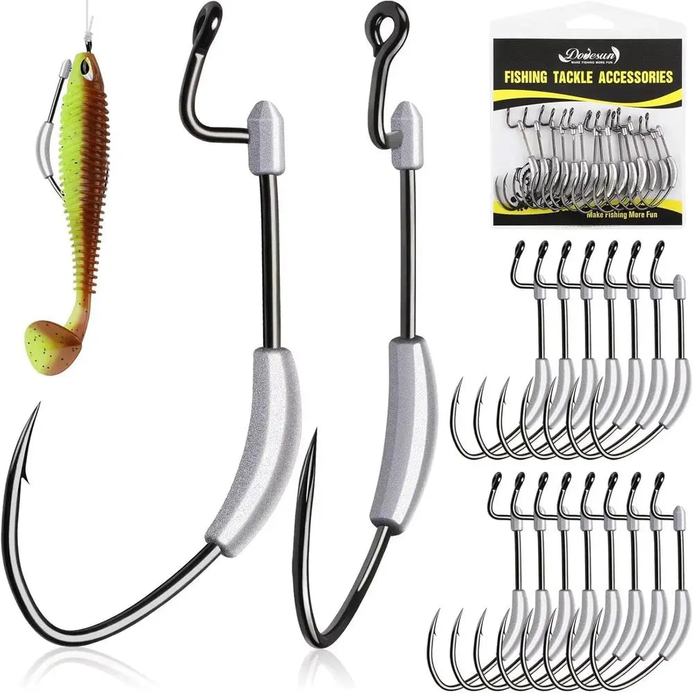 Dovesun 15PCS Weighted Swimbait Hooks EWG Hooks for Bass Fishing