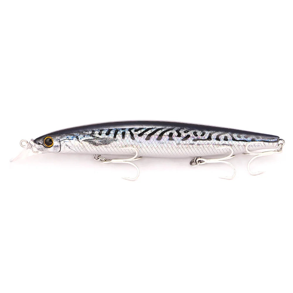 B&U Long Casting Floating Minnow- 3D Lifelike Hard Bait with Treble Hooks, Saltwater/Freshwater for Bass, Sea Bass, Pike, Walleye, Salmon/Trout and All PREDATORS