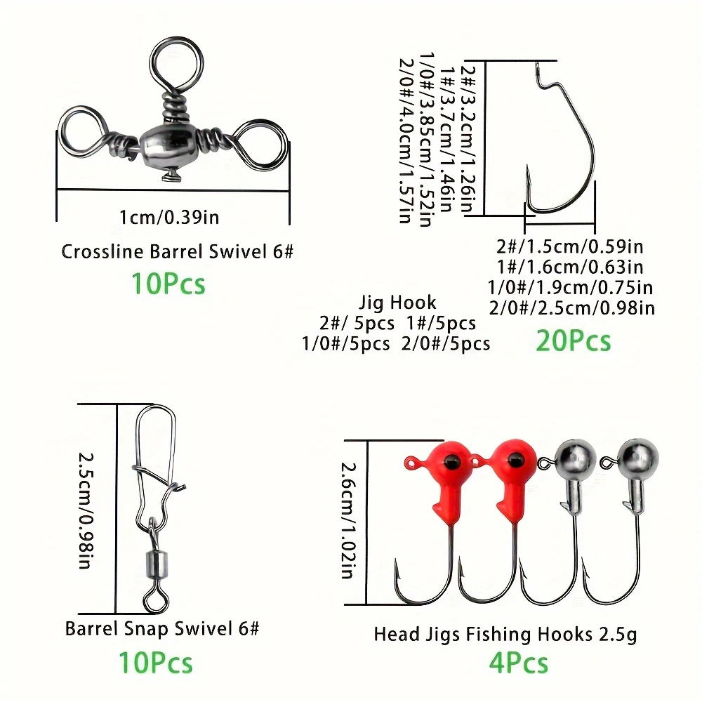 187pcs Ultimate Fishing Kit Set - Complete Tackle Box with Premium Fish Hooks, Bait Parts, Sinkers, and More -