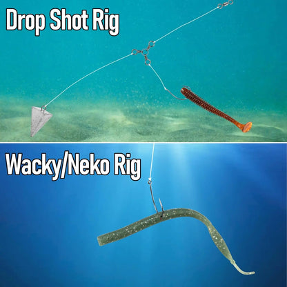 FishTrip 50-200pcs Drop Shot Hooks for Bass Fishing, High Carbon Steel- Wacky Hook
