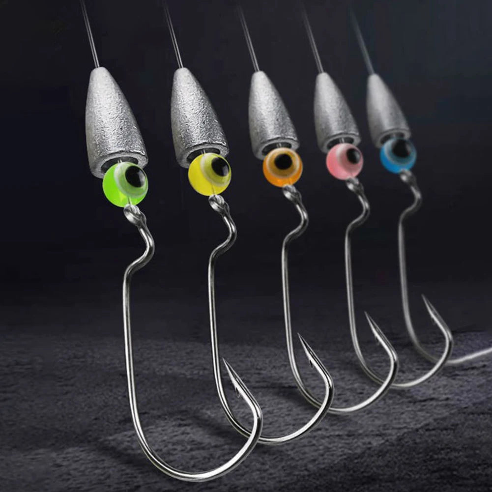 40pcs Silicone Lure Set with Jig Heads, for Carp, Pike, Zander, Bass, Eyes