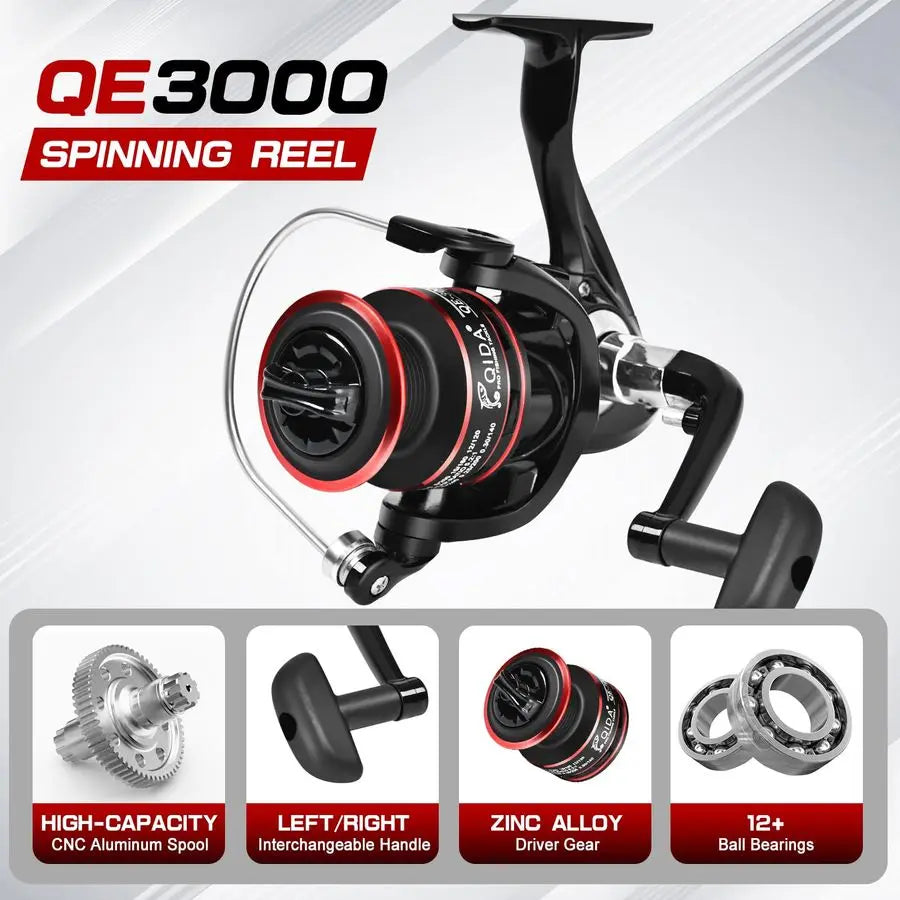 Fishing Rod and Reel Combo, 2PCS Telescopic Carbon Fiber Fishing Rod, Spinning Reels 2, Fishing Line 2, Fishing Hooks Bait Set,